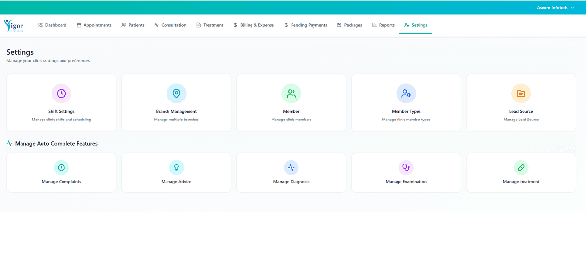 Billing and invoicing screen